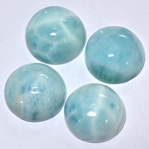 Gemas de larimar Verde azulado claro natural de 14.04 ct, Corte Redondo, Opaco