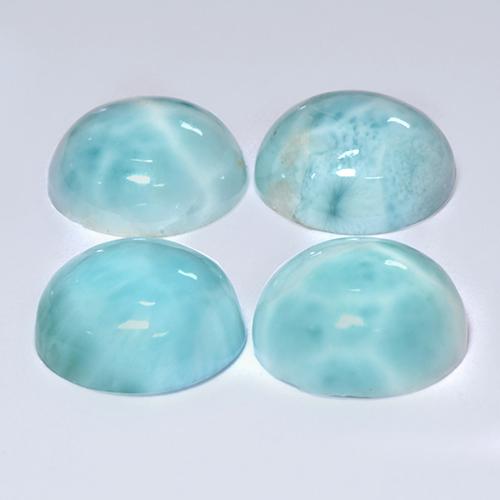 Gemas de larimar Verde azulado claro natural de 14.04 ct, Corte Redondo, Opaco