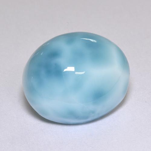 Larimar azul natural de 5,05 ct, corte óvalo, opaco