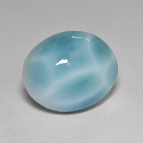 Larimar azul natural de 4,77 ct, corte óvalo, opaco