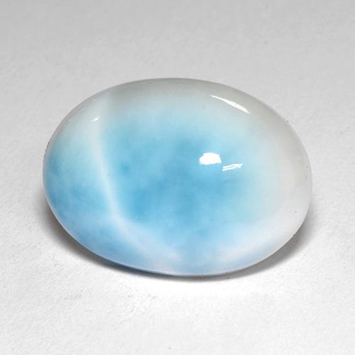 Larimar azul natural de 4,91 ct, corte óvalo, opaco