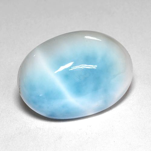 Larimar azul natural de 4,91 ct, corte óvalo, opaco