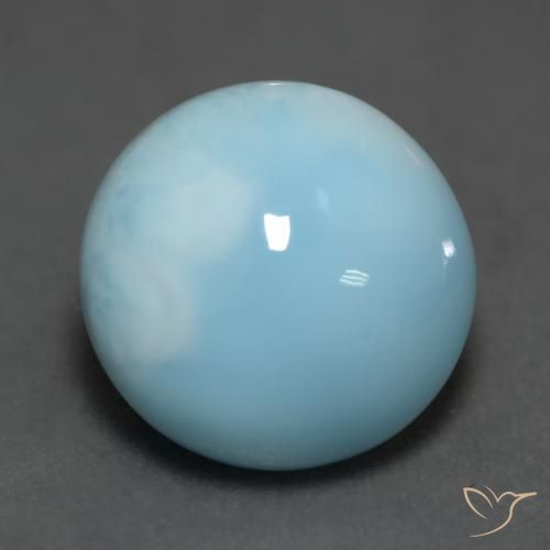 larimar Azul agua natural de 6.20 ct, Redondo, Translúcido