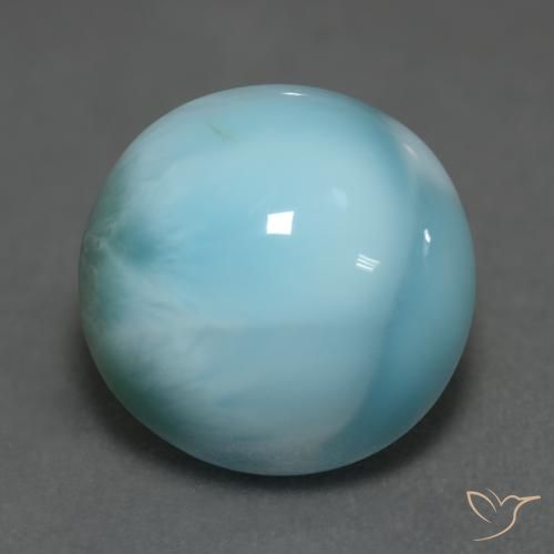 6.33ct Natural Verde azulado claro larimar, Redondo, Opaco