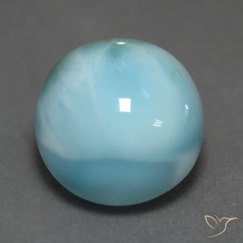 larimar Verde azulado claro natural de 6.33 ct, Redondo, Opaco