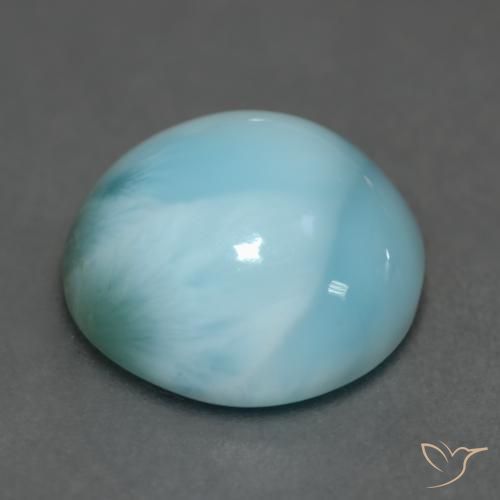 larimar Verde azulado claro natural de 6.33 ct, Redondo, Opaco