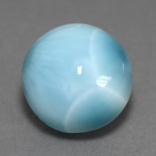 Larimar azul natural de 6,39 ct, corte redondo, opaco