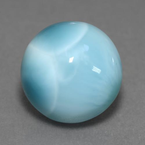 Larimar azul natural de 6,39 ct, corte redondo, opaco
