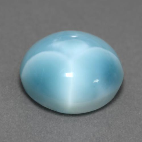 Larimar azul natural de 6,39 ct, corte redondo, opaco