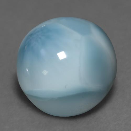 Larimar azul natural de 6,54 ct, corte redondo, opaco