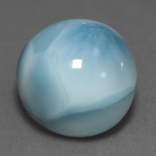 Larimar azul natural de 6,54 ct, corte redondo, opaco