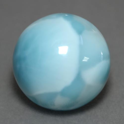 Larimar azul natural de 7,07 ct, corte redondo, opaco