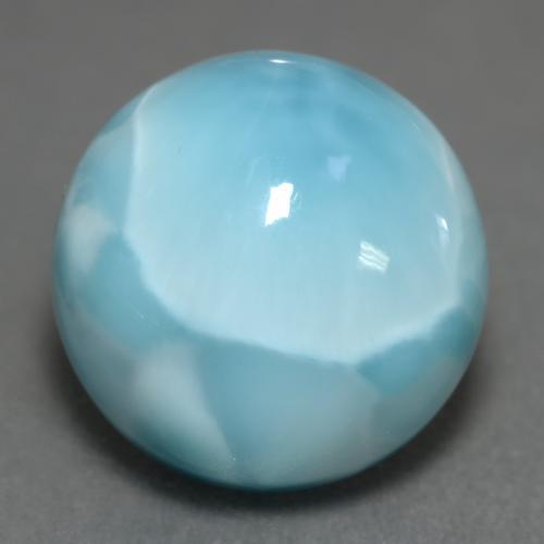 Larimar azul natural de 7,07 ct, corte redondo, opaco