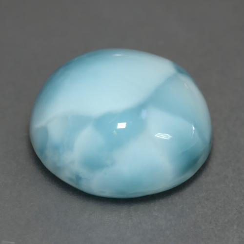 Larimar azul natural de 7,07 ct, corte redondo, opaco