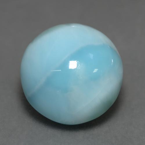 Larimar azul natural de 6,45 ct, corte redondo, opaco