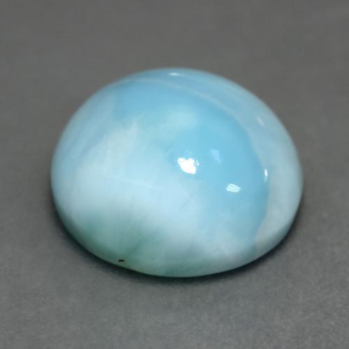 Larimar azul natural de 6,45 ct, corte redondo, opaco