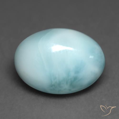 4.97ct Natural Verde azulado claro larimar, Ovalada, Translúcido