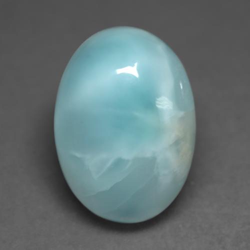 larimar Verde azulado claro natural de 6.65 ct, Corte Óvalo, Opaco