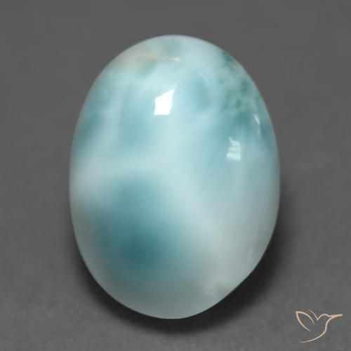 larimar Verde azulado claro natural de 4.82 ct, Ovalada, Translúcido