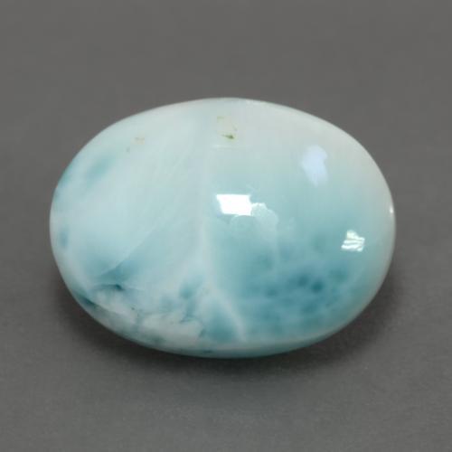 larimar Azul verdoso claro natural de 6.28 ct, Corte Óvalo, Opaco
