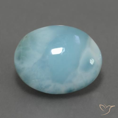 larimar Verde azulado claro natural de 6.28 ct, Ovalada, Opaco