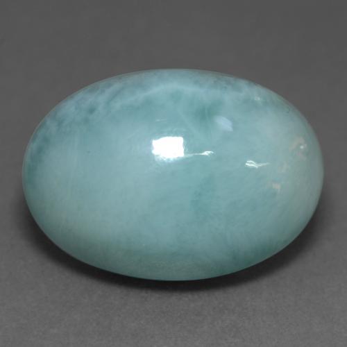 larimar Azul verdoso claro natural de 12.44 ct, Corte Óvalo, Opaco