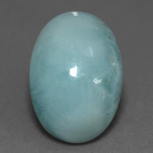 larimar Azul verdoso claro natural de 12.44 ct, Corte Óvalo, Opaco