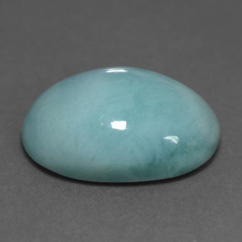 larimar Azul verdoso claro natural de 12.44 ct, Corte Óvalo, Opaco