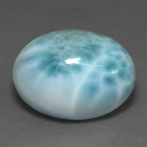 larimar Verde azulado claro natural de 11.75 ct, Corte Óvalo, Translúcido