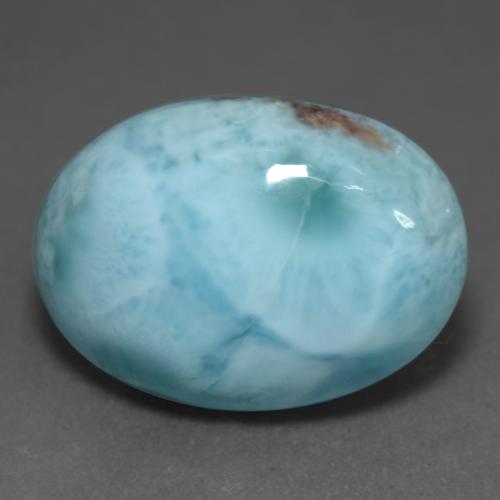 larimar Azul verdoso claro natural de 12.36 ct, Corte Óvalo, Opaco
