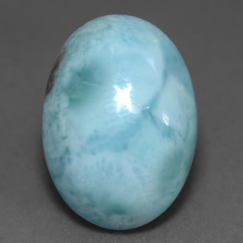 larimar Azul verdoso claro natural de 12.36 ct, Corte Óvalo, Opaco
