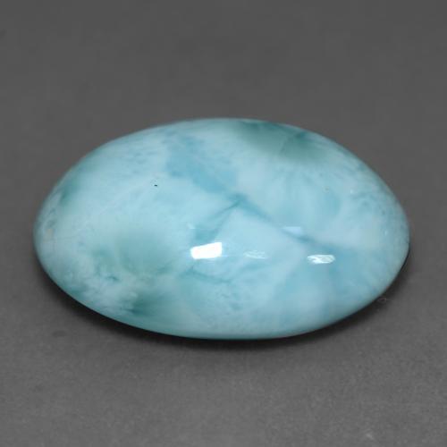larimar Azul verdoso claro natural de 12.36 ct, Corte Óvalo, Opaco