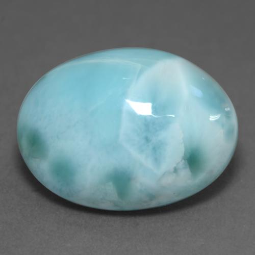 larimar Azul verdoso claro natural de 10.11 ct, Corte Óvalo, Opaco
