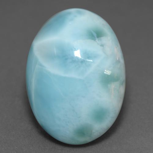 larimar Azul verdoso claro natural de 10.11 ct, Corte Óvalo, Opaco