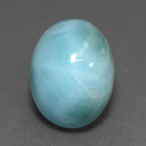Larimar azul natural de 4,69 ct, corte óvalo, opaco