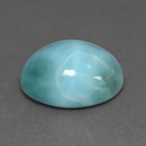Larimar azul natural de 4,69 ct, corte óvalo, opaco
