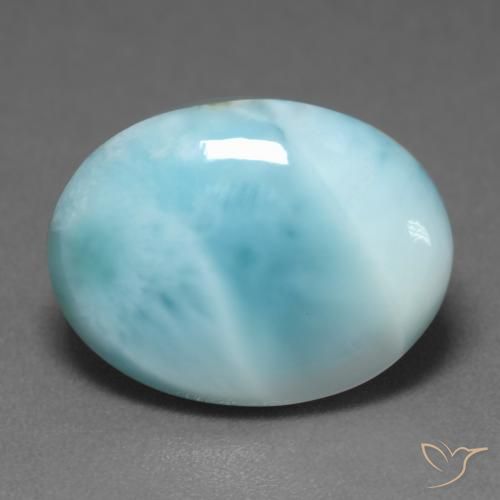 6.08ct Natural Verde azulado claro larimar, Ovalada, Translúcido