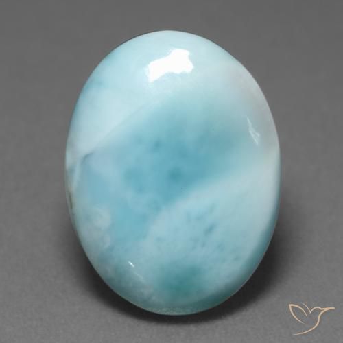 larimar Verde azulado claro natural de 6.08 ct, Ovalada, Translúcido