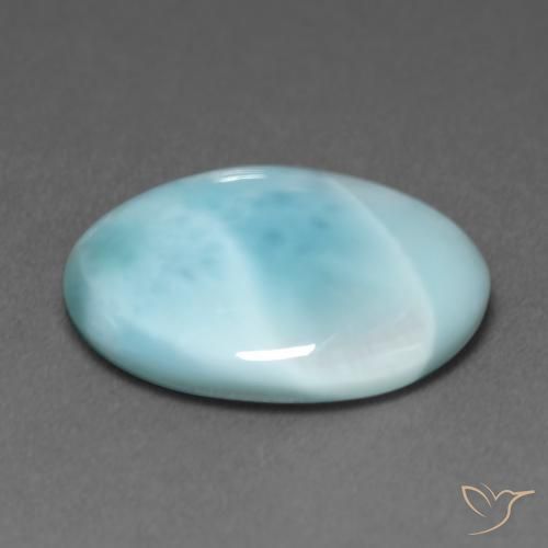 larimar Verde azulado claro natural de 6.08 ct, Ovalada, Translúcido