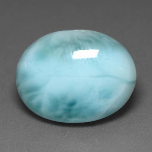 larimar Verde azulado claro natural de 7.68 ct, Corte Óvalo, Opaco