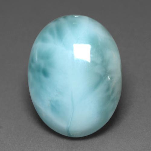 larimar Verde azulado claro natural de 7.68 ct, Corte Óvalo, Opaco