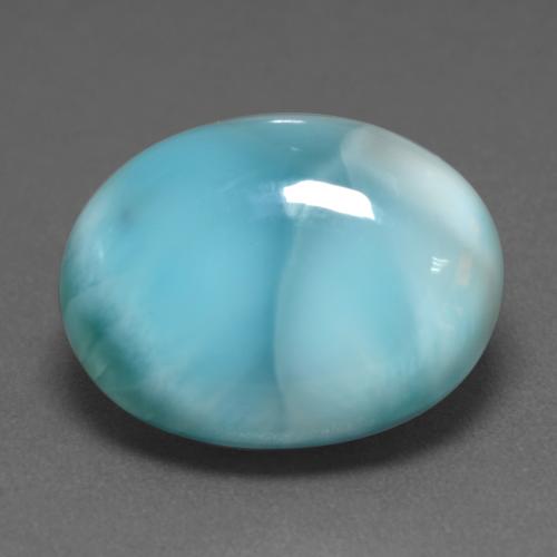 larimar Verde azulado claro natural de 9.66 ct, Corte Óvalo, Opaco