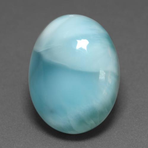 larimar Verde azulado claro natural de 9.66 ct, Corte Óvalo, Opaco