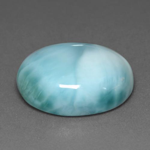 larimar Verde azulado claro natural de 9.66 ct, Corte Óvalo, Opaco