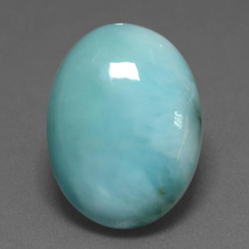 larimar Azul verdoso claro natural de 8.43 ct, Corte Óvalo, Opaco