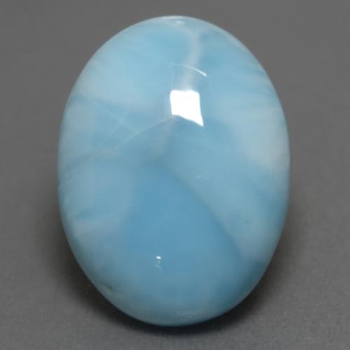 Larimar azul natural de 8,52 ct, corte óvalo, opaco