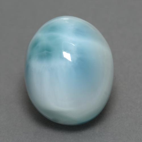 Larimar azul natural de 6,88 ct, corte óvalo, opaco