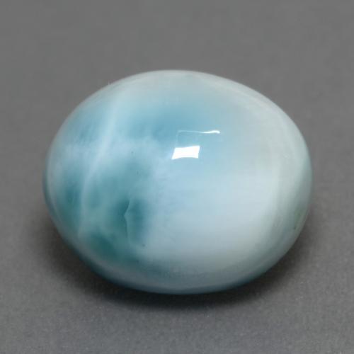 Larimar azul natural de 6,88 ct, corte óvalo, opaco