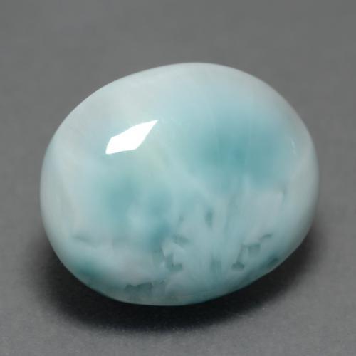 Larimar azul natural de 4,69 ct, corte óvalo, opaco