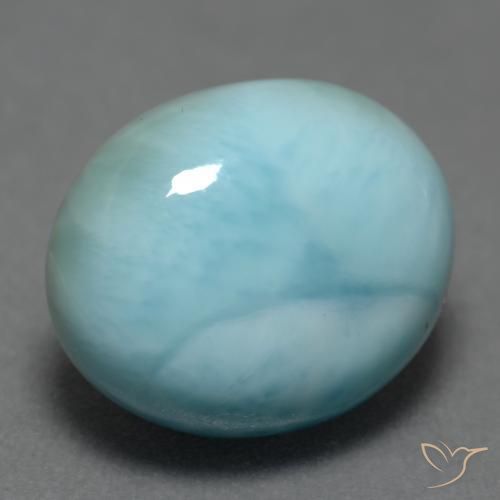 larimar Azul claro natural de 5.46 ct, Ovalada, Opaco